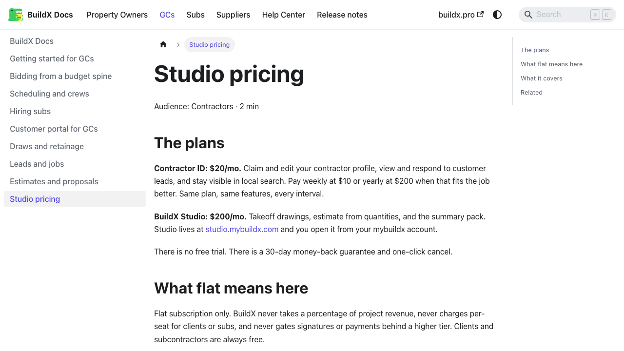 Studio pricing guide